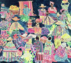 Guatemalan Market (mixed region) (coloured ink on silk) | Obraz na stenu