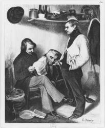 Memories of Sainte-Pelagie, illustration from 'Le Charivari', 14th March 1843 (litho) (b/w photo) | Obraz na stenu