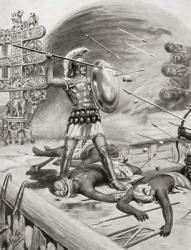 Alexander the Great fighting the Assacani at the fortified city of Massaga, India during his Indian Campaign in 326BC, from Hutchinson's History of the Nations, pub.1915 | Obraz na stenu