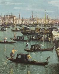 Gondoliers near the Entrance to the Grand Canal and the church of Santa Maria della Salute, Venice (oil on canvas) (detail of 156534) | Obraz na stenu