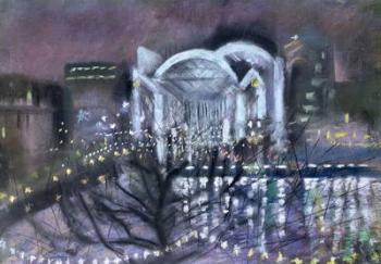 Embankment Station, from the South Bank, 1995 (pastel on paper) | Obraz na stenu