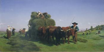 Haymaking, Auvergne (oil on canvas) | Obraz na stenu