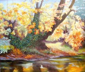 Autumn on the Darent, 1999, (oil on canvas) | Obraz na stenu
