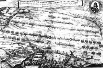 The Description of the Armies of Horse and Foot of his Majesties at the Battle of Naseby, 14th June 1645, first published in 'Anglia Rediviva' by Joshua Sprigge in 1647 (engraving) (b/w photo) | Obraz na stenu