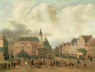 Announcement of the Peace of Breda in the Grote Markt, Haarlem, c.1667 (oil on panel) | Obraz na stenu
