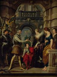 The Medici Cycle: Henri IV (1553-1610) leaving for the war in Germany and bestowing the government of his kingdom to Marie de Medici (1573-1642) 20th March 1610, 1621-25 (oil on canvas) | Obraz na stenu