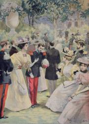 A Garden party at the Elysee, illustration from 'Le Petit Journal', 21st July 1895 (colour litho) | Obraz na stenu