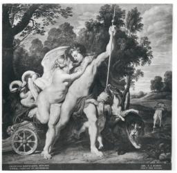 Venus and Adonis (oil on canvas) (b/w photo) | Obraz na stenu