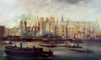 The Burning of the Houses of Parliament, 16th October 1834 (oil on canvas) | Obraz na stenu