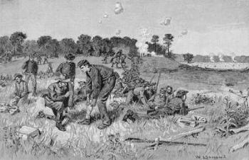 Confederate line waiting orders in the wilderness, illustration from 'Battles and Leaders of the Civil War', edited by Robert Underwood Johnson and Clarence Clough Buel (engraving) | Obraz na stenu