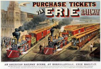 The American Railway Scene at Hornellsville, Erie Railway (print, 1874) | Obraz na stenu