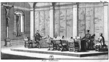 The Table of Inquisition (engraving) (b/w photo) | Obraz na stenu