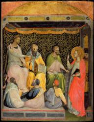 St. Catherine of Alexandria in discussion with the philosophers (tempera on panel) | Obraz na stenu