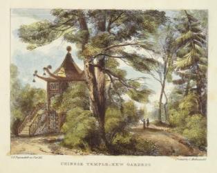 Chinese Temple, Kew Gardens, plate 13 from 'Kew Gardens: A Series of Twenty-Four Drawings on Stone', engraved by Charles Hullmandel (1789-1850) published 1820 (hand-coloured litho) | Obraz na stenu