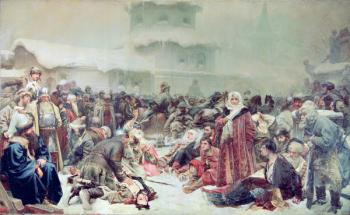 Destruction of Novgorod by Tsar Ivan III (1440-1505) 1889 (oil on canvas) | Obraz na stenu