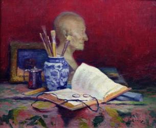 Still Life with Head of Voltaire (oil on canvas) | Obraz na stenu