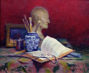 Still Life with Head of Voltaire (oil on canvas) | Obraz na stenu