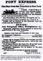 Pony Express, Nine Days from San Francisco to New York (engraving) (b/w photo) | Obraz na stenu