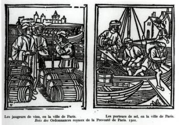 Wine gaugers and salt merchants, 1501 (xylograph) (b/w photo) | Obraz na stenu