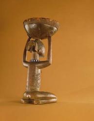 Stool with a kneeling female caryatid, Democratice Rupublic of the Congo (wood & glass beads) (see also 356004) | Obraz na stenu