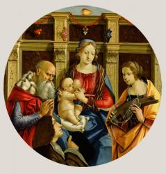 Madonna and Child with a Male Saint, Catherine of Alexandria and a Donor, c.1500 (tempera on panel) | Obraz na stenu