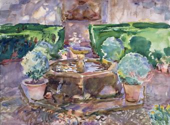 Fountains in the Generalife, Granada (watercolour on paper) | Obraz na stenu