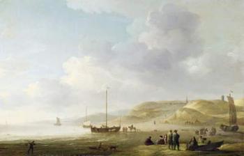 The Coast Near Scheveningen with Fishing Pinks on the Shore (oil on canvas) | Obraz na stenu