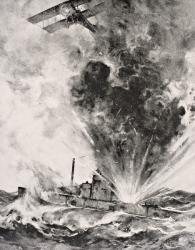 German submarine bombed and sunk August 26 1915, from 'The War Illustrated Album deLuxe' published London 1916 (litho) | Obraz na stenu