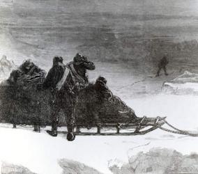 Lieutenant Parr setting off to bring help to the northern sledge party, published in 'The Illustrated London News', c.1875-78 (engraving) | Obraz na stenu