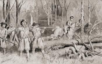 The Battle of Fallen Timbers, August 20, 1794, the final battle of the Northwest Indian War, from 'The History of Our Country', published 1905 (litho) | Obraz na stenu