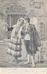 Postcard commemorating the Fourth Act of the opera 'Carmen', by Georges Bizet (1838-75) (litho) | Obraz na stenu