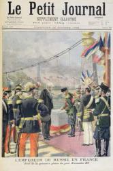 Title page depicting the Emperor of Russia in Frence laying the first stone of Pont Alexandre III, illustration from the illustrated supplement of Le Petit Journal, 18th October, 1896 (colour litho) | Obraz na stenu