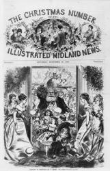 Bringing in Christmas, front cover of the 'Illustrated Midland News', December 18th 1869 (litho) | Obraz na stenu