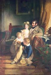 Rudolf von Arthaber (1795-1867) with his Children Rudolf, Emilie and Gustav Looking at the Portrait of their Deceased Mother, 1837 (oil on canvas) | Obraz na stenu