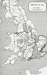 Map of Britain in 665, from The Northumbrian Kingdom 588 to 685 in 'A Short History of the English People' by J. R. Green, published 1893 (litho) | Obraz na stenu