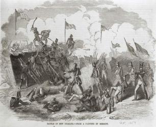The Battle of New Orleans, 8th January 1815, engraved by Thomas Phillibrown, 1856 (engraving) (b&w photo) | Obraz na stenu