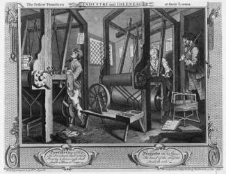 The Fellow 'Prentices at their Looms, plate I of 'Industry and Idleness', 1747 (engraving) | Obraz na stenu