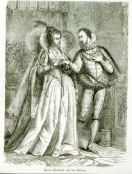 Queen Elizabeth and her Suitors (engraving) (b/w photo) | Obraz na stenu