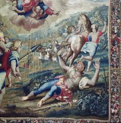 Tapestry depicting the Acts of the Apostles, the Conversion Saint Paul (detail of Saint Paul stretched out on the floor, arms raised to the sky), woven at the Beauvais Workshop under the direction of Philippe Behagle (1641-1705), 1695-98 (wool tapestry) | Obraz na stenu