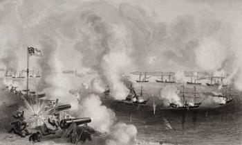 Bombardment and capture of Forts Walker and Beauregard, Port Royal, South Carolina, on 7th November 1861 (litho) | Obraz na stenu