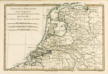 Holland Including the Seven United Provinces of the Low Countries, from 'Atlas de Toutes les Parties Connues du Globe Terrestre' by Guillaume Raynal (1713-96) published 1780 (coloured engraving) | Obraz na stenu