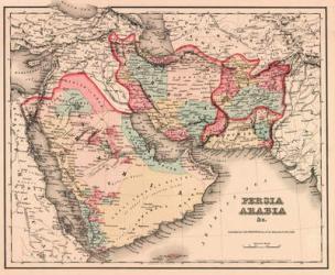 The Middle East in the mid 19th century, from Colton's General Atlas, edition of 1857 (hand-coloured engraving) | Obraz na stenu