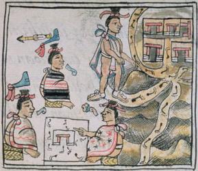 Ms Palat. 218-220 Book IX Aztecs consulting and following a map, from the 'Florentine Codex' by Bernardino de Sahagun, c.1540-85 | Obraz na stenu