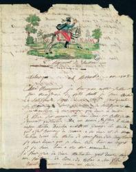 Illustrated letter from a hussar of the 8th Regiment to his mother, 14th November 1808 (pen & ink and w/c on paper) | Obraz na stenu