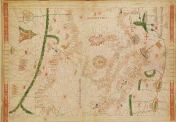 The Central Mediterranean, from a nautical atlas, 1520 (ink on vellum) (see also 330916-330918) | Obraz na stenu