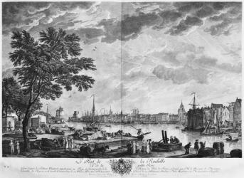 Port of La Rochelle, seen from the small shore, series of 'Les Ports de France', engraved by Charles Nicolas Cochin the Younger (1715-90) and Jacques Philippe Le Bas (1707-83) 1767 (etching & burin) | Obraz na stenu