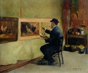 Charles Philippe Gevens, father-in-law of the artist, painting in his studio 21, avenue d'Eylau (oil on canvas) | Obraz na stenu