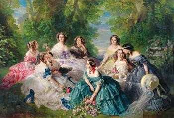 Empress Eugenie (1826-1920) Surrounded by her Ladies-in-Waiting, 1855 (oil on canvas) | Obraz na stenu