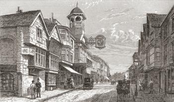 High Street, Guildford, Surrey, England in the late 19th century From Our Own Country published 1898. | Obraz na stenu