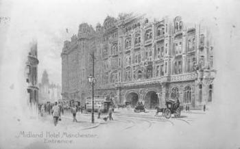 The Midland Hotel, Manchester, c.1910 (litho) (b/w photo) | Obraz na stenu